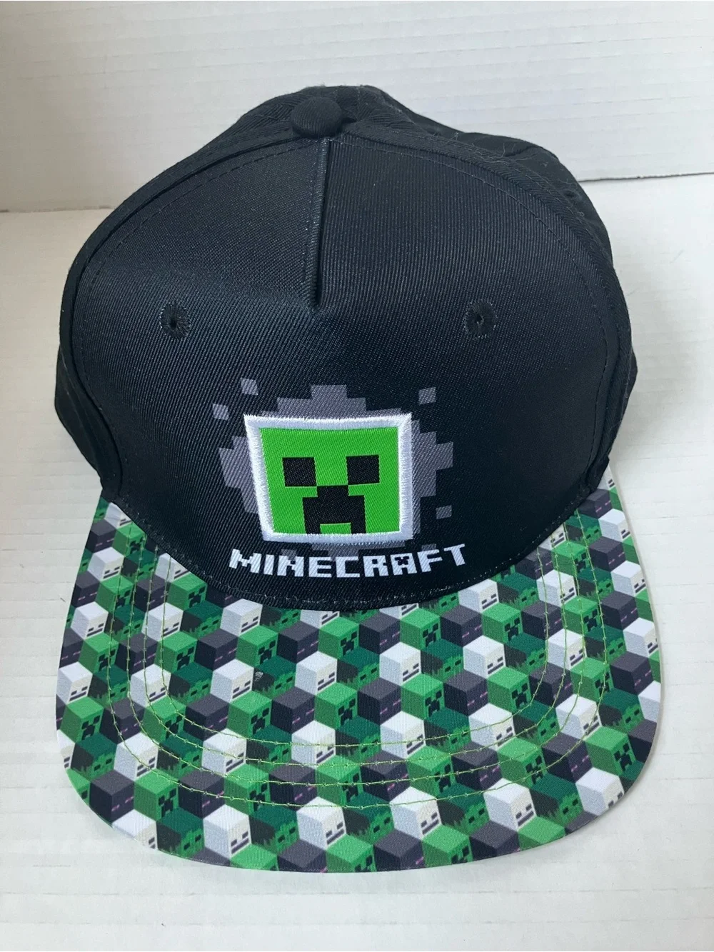 Minecraft Kids Black & Green Creeper Snapback Hat